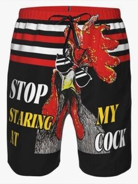 Stop Staring At My Bird , men swim trunks, Size XL, Mens Swim Trunks with  Line